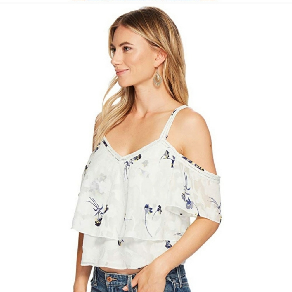 NWT Lucky Brand Floral Cold Shoulder Top Size XS